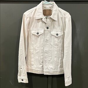American Eagle distressed Cream Denim Jacket